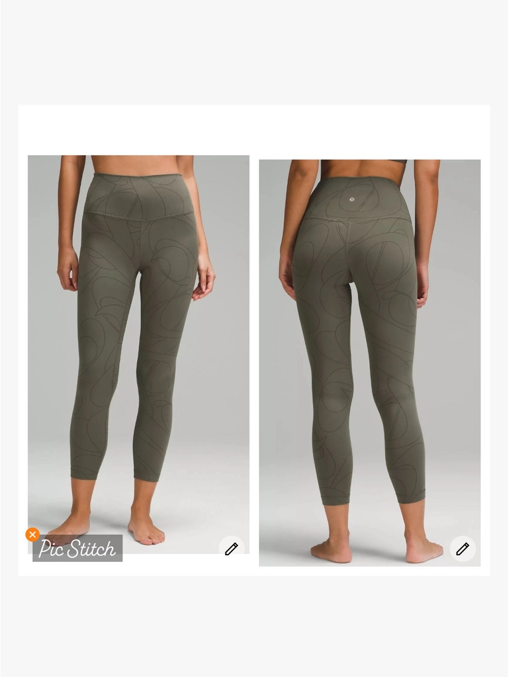 Lululemon Align High Rise Leggings Scripted Yogo Army Green Black
